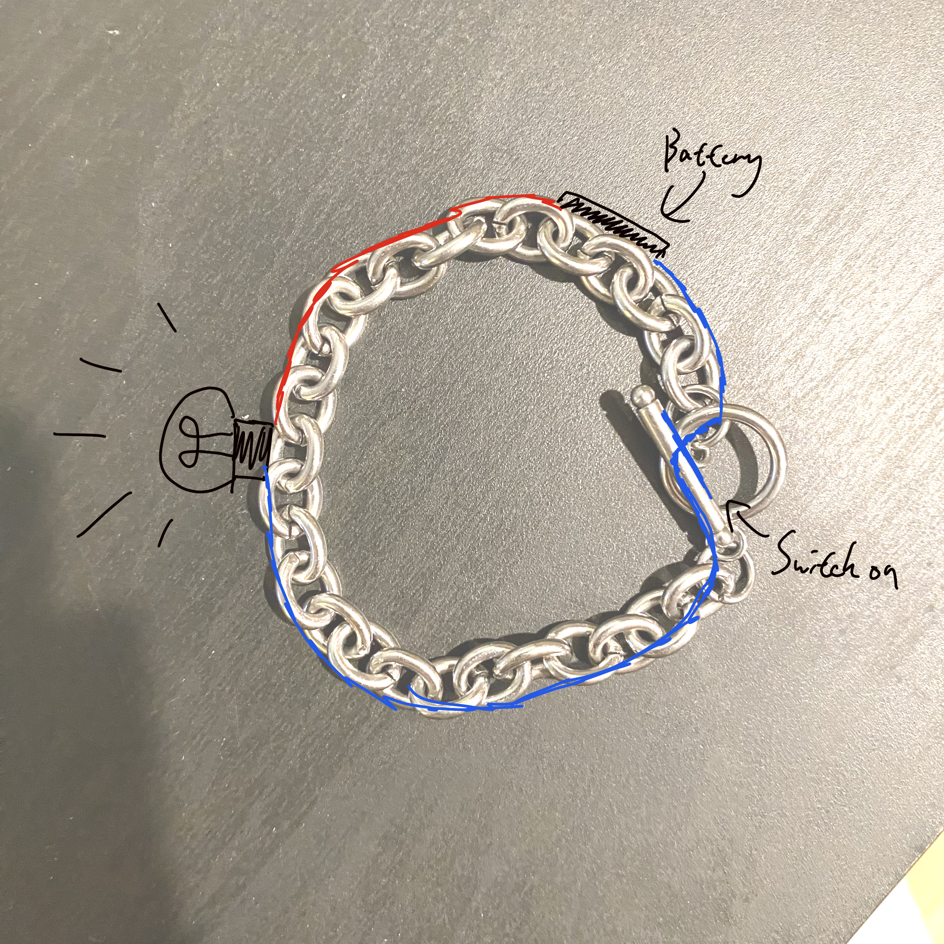The final circuit sketch on the photo.