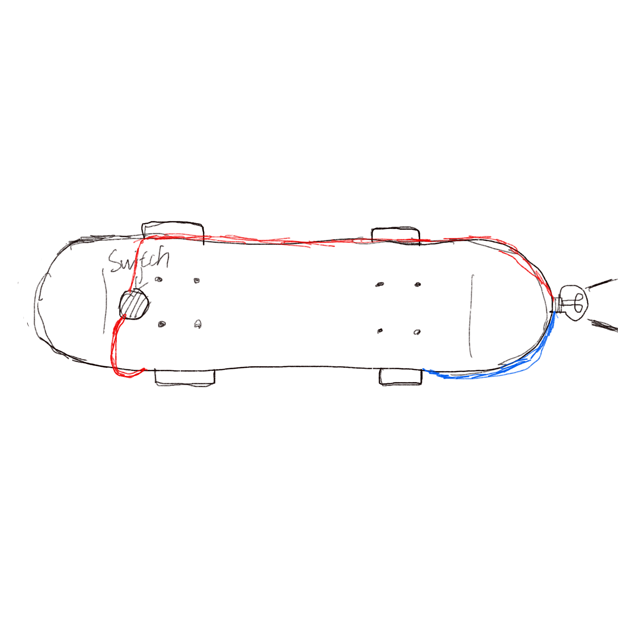 The top view of the skateboard circuit sketch.