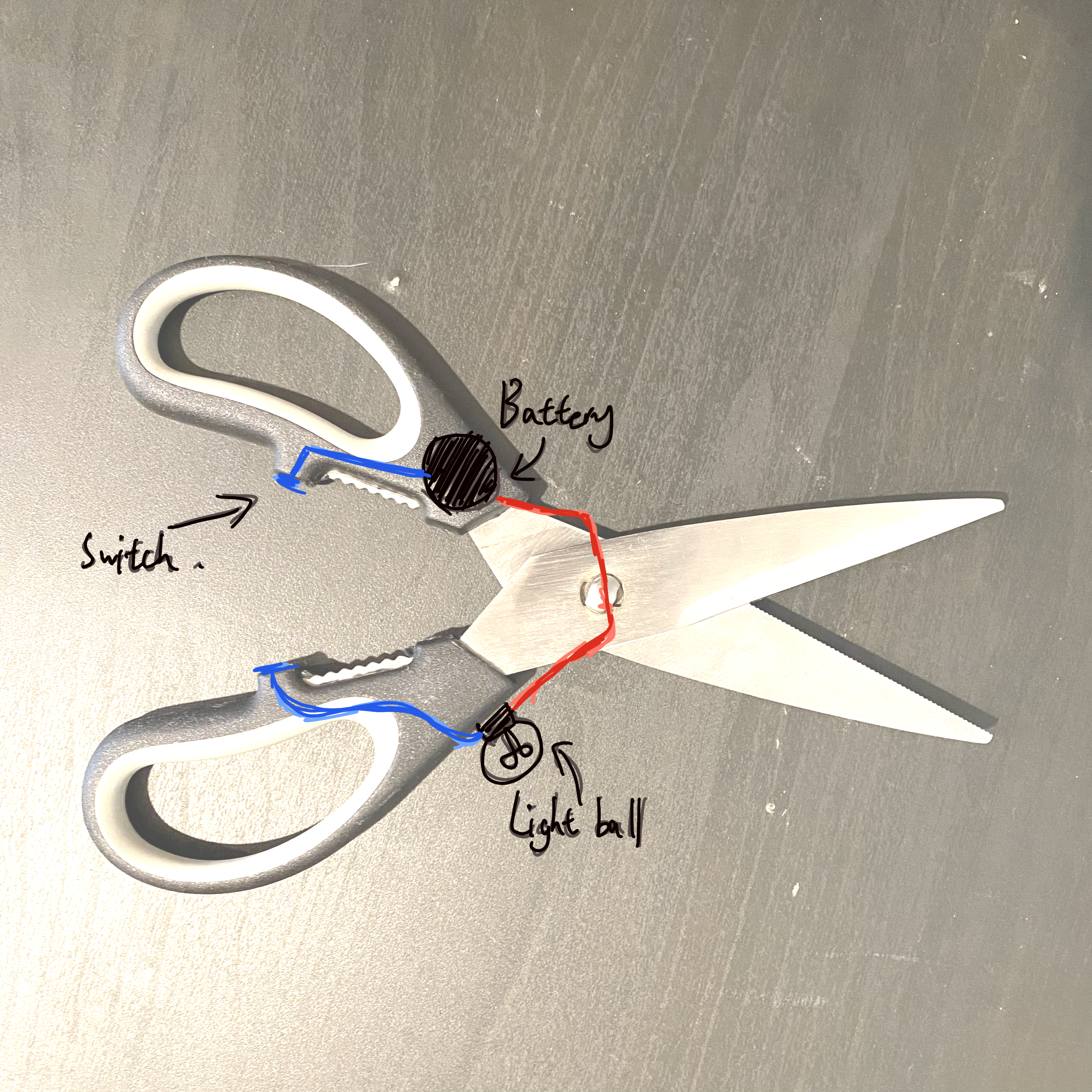 The final circuit sketch on the photo.