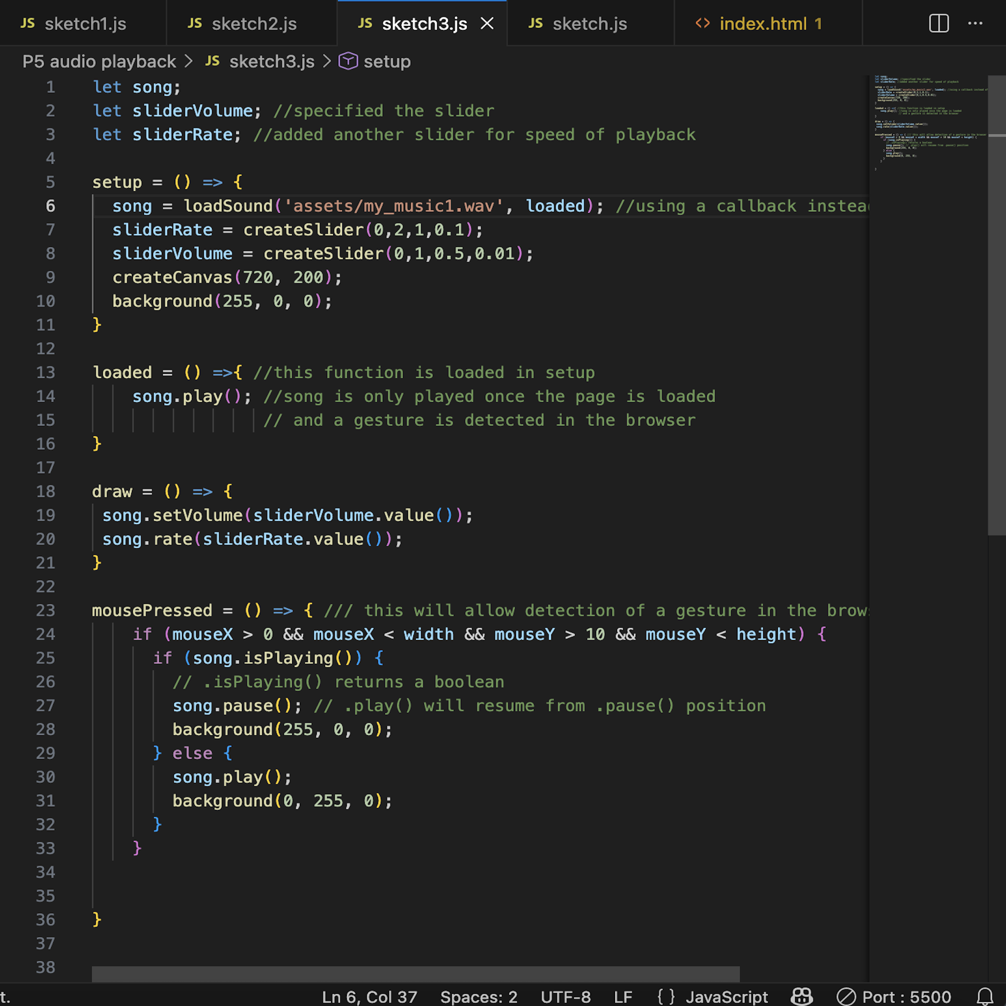 I added my audio and then made some changes to the code details and colors.