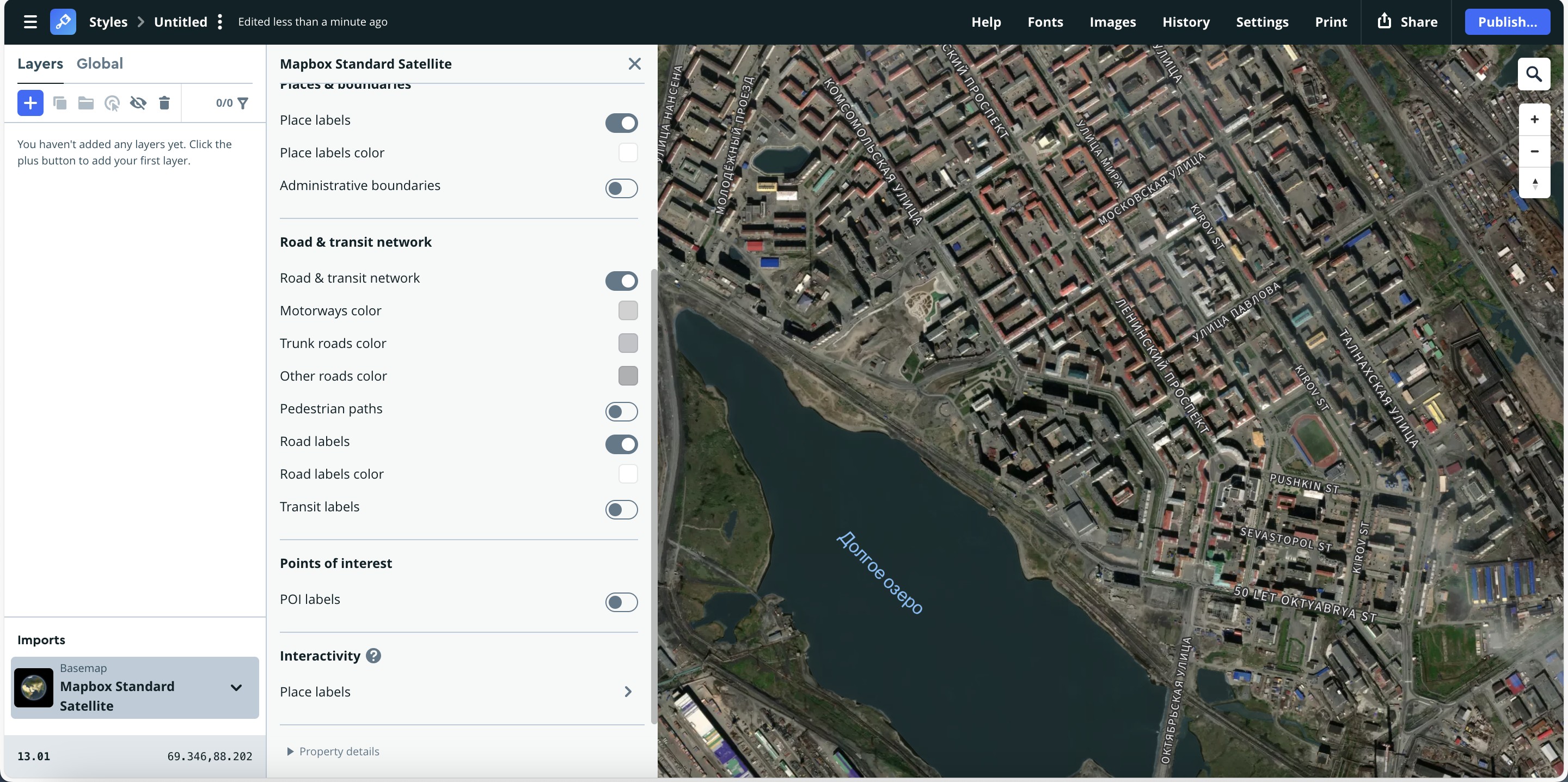 Captures an industrial urban environment with high-contrast roads and a cold-toned landscape. The Cyrillic labels and precise building forms make it ideal for northern urban or environmental monitoring.